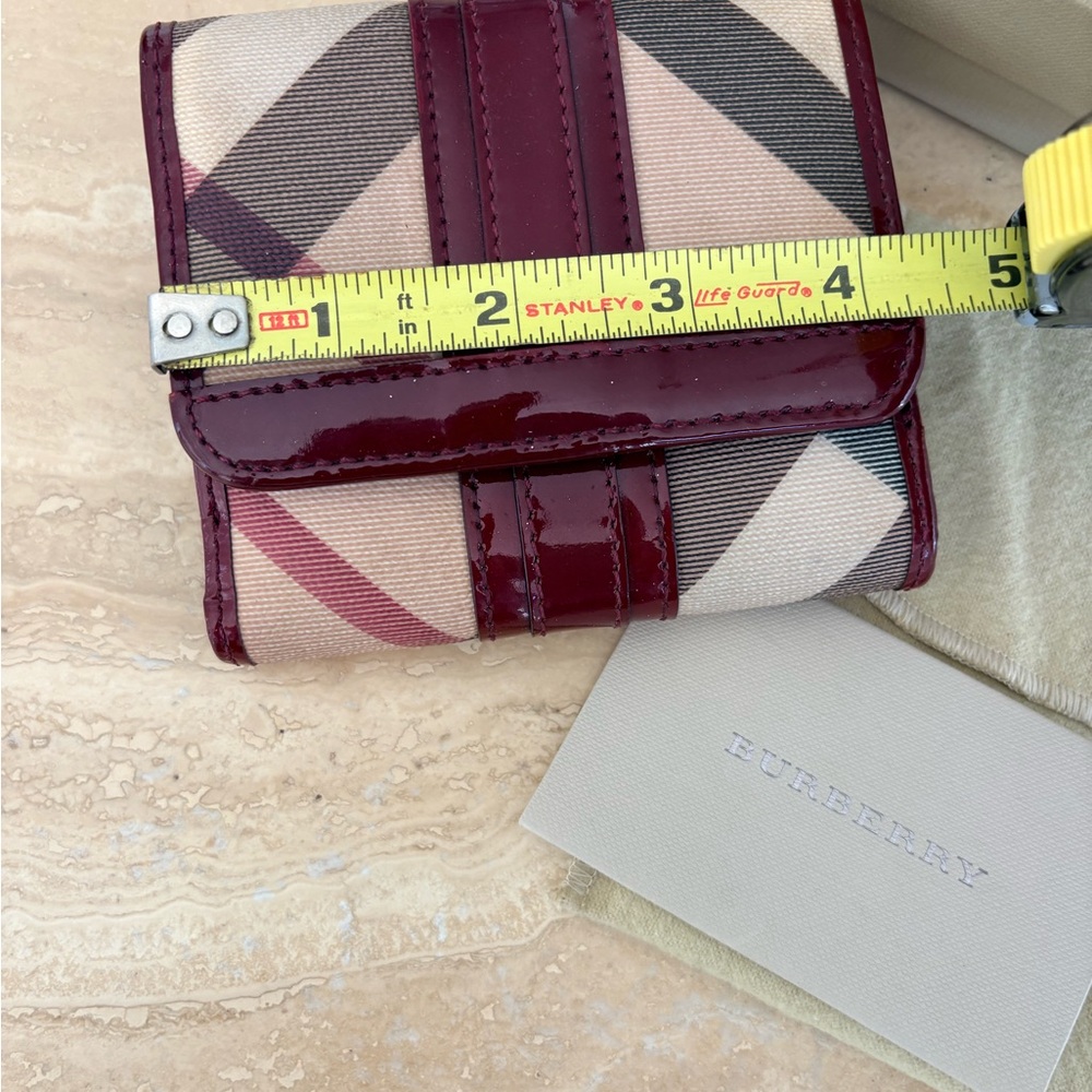 Burberry Super Nova Check Berry and Beige Leather Wallet - Picture 16 of 16